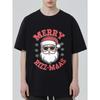 Рождественская футболка Merry Rizz Mas Черная Санта-Клаус В Солнечных Очках И Со Снежинками Принт Повседневная Праздничная Одежда Для Мужчин И Женщин