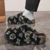 Зимние парные тапочки в стиле Birkenstock, утепленные флисом, дизайн в стиле клогов, нескользящая, прочная подошва из ЭВА, черно-белая расцветка