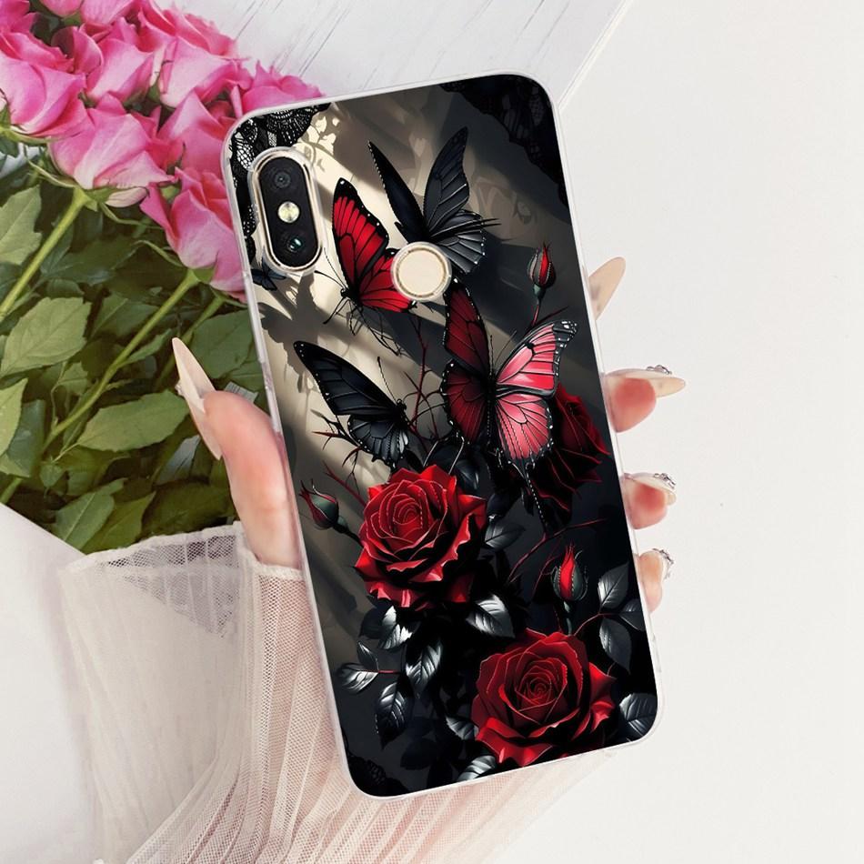 For Xiaomi Redmi Note 6 Pro Cute Flower Butterfly Cat Painted Case For Redmi Note6 Soft Silicone TPU Phone Cases