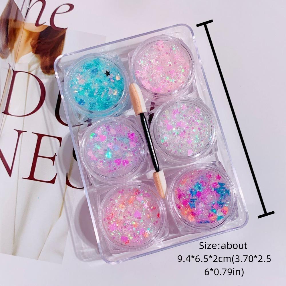6 шт./набор Гель с блестками для лица, волос, тела, ногтей Мерцающий Разноцветный Гель-крем с блестками Украшения для лица и тела
