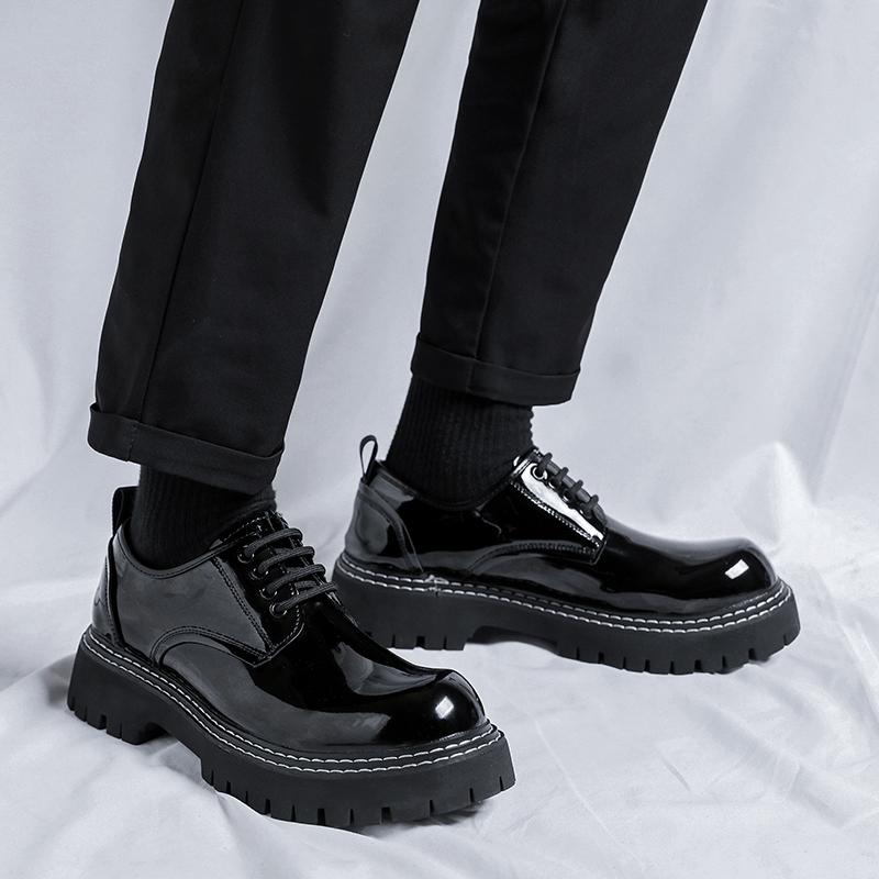 Платформа Мужская Роскошная Повседневная Лакированная Кожа Высококачественная Обувь Для Отдыха Инструменты Удобная Внутри Ручной Работы Модная Трендовая Обувь