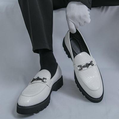 Мужские кожаные лоферы на толстой подошве, без шнуровки - Весенняя новая коллекция, Большой размер, Обувь для делового повседневного стиля, Формальная обувь.
