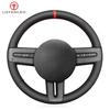 Черный искусственный кожаный мягкий нескользящий чехол на руль автомобиля, сшитый вручную для Ford Mustang 2005 2006 2007 2008 20009 2010 2011 2012