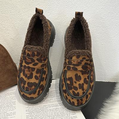 Модная осенняя новая обувь на толстом каблуке для женщин с круглым носком, глубоким вырезом, леопардовым принтом, толстой подошвой, мягкой подошвой, нескользящая обувь на среднем каблуке