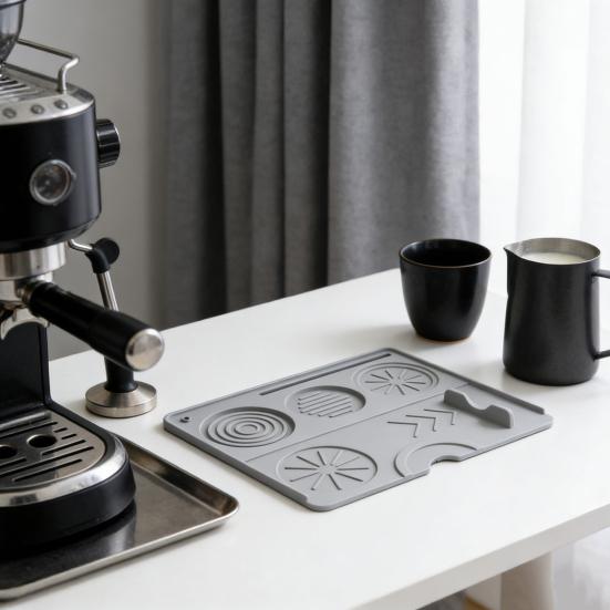 Espresso Tamping Mat Non-Slip Silicone Tamper Mat Heat Resistant Coffee Tamping Station for Home Baristas