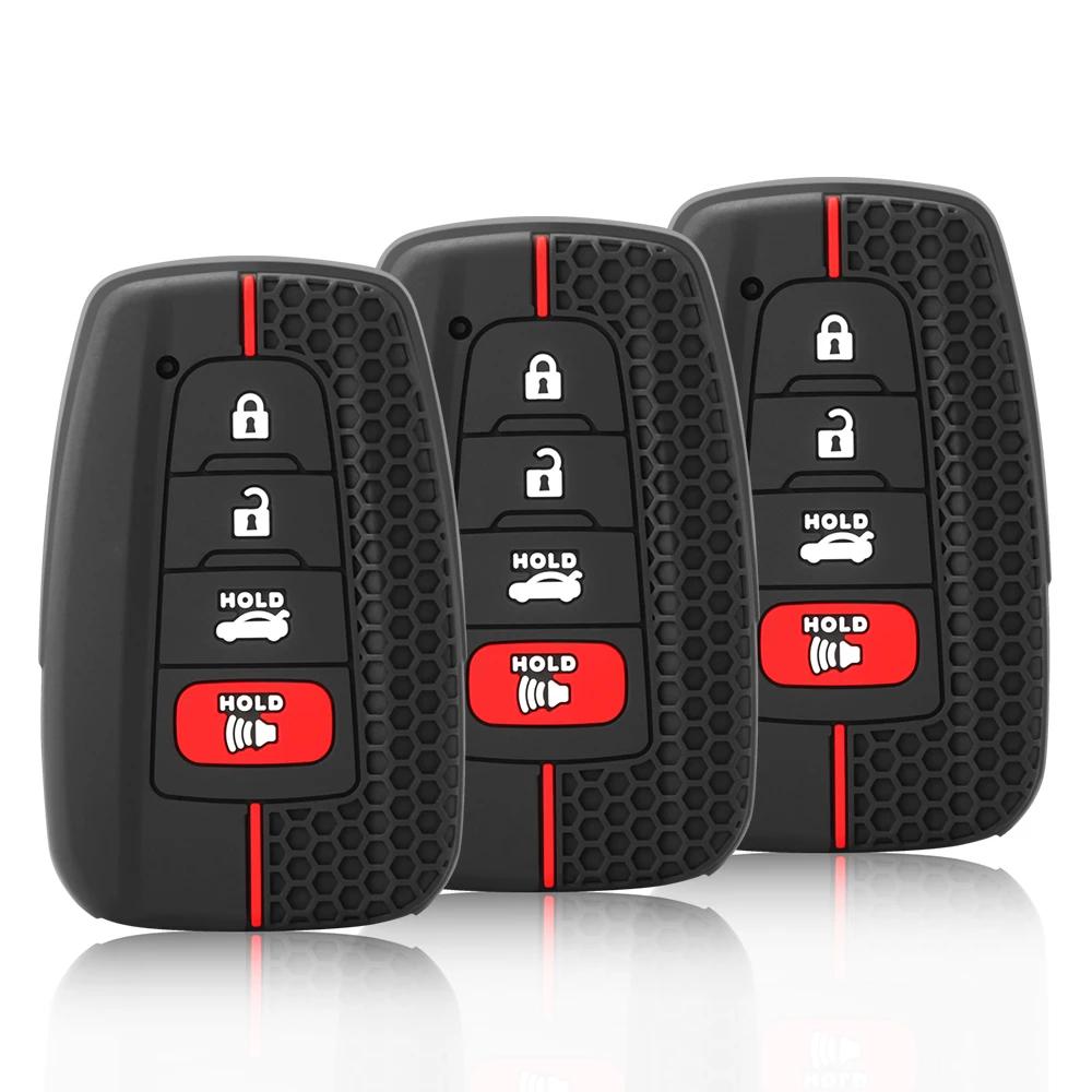Чехол для ключа-брелока, защитный чехол для пульта дистанционного управления, гладкий силиконовый черный, подходит для Toyota Rav4 Corolla Camry Avalon, автомобильные аксессуары, чехол для ключа
