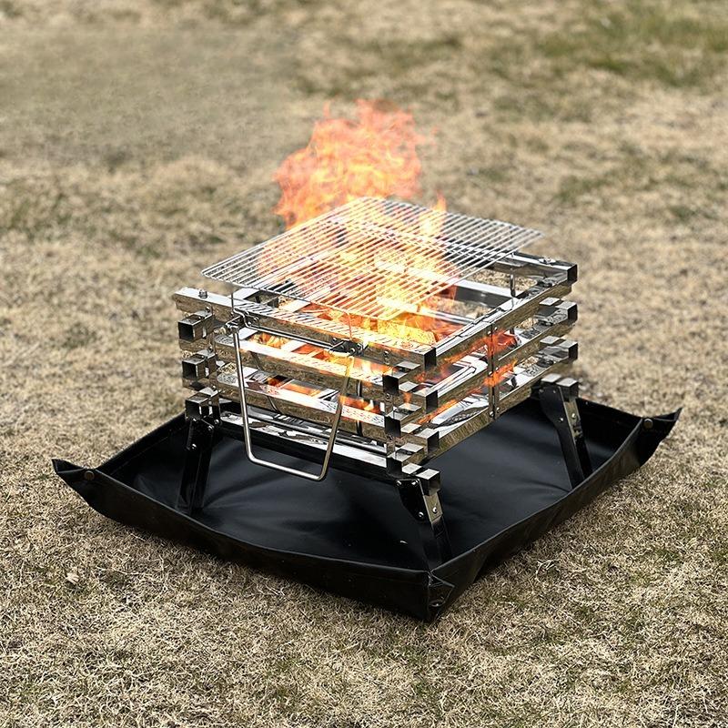 Fireproof Camping Mat - Silicone Heat-Resistant Pad for Fire Pit Grill & Wood Stove, Portable Ground Cover for Outdoor Use