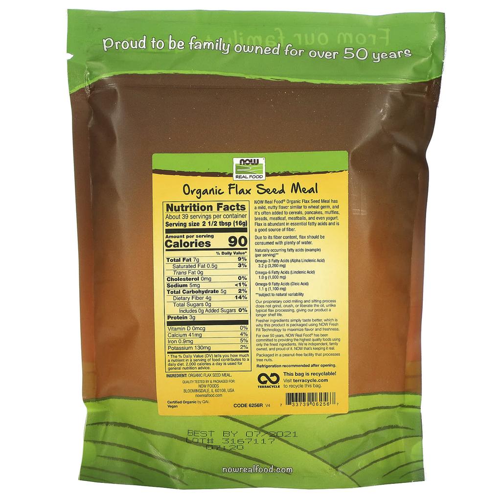 Real Food, Organic Flaxseed Meal, 624G (1.4Lbs)