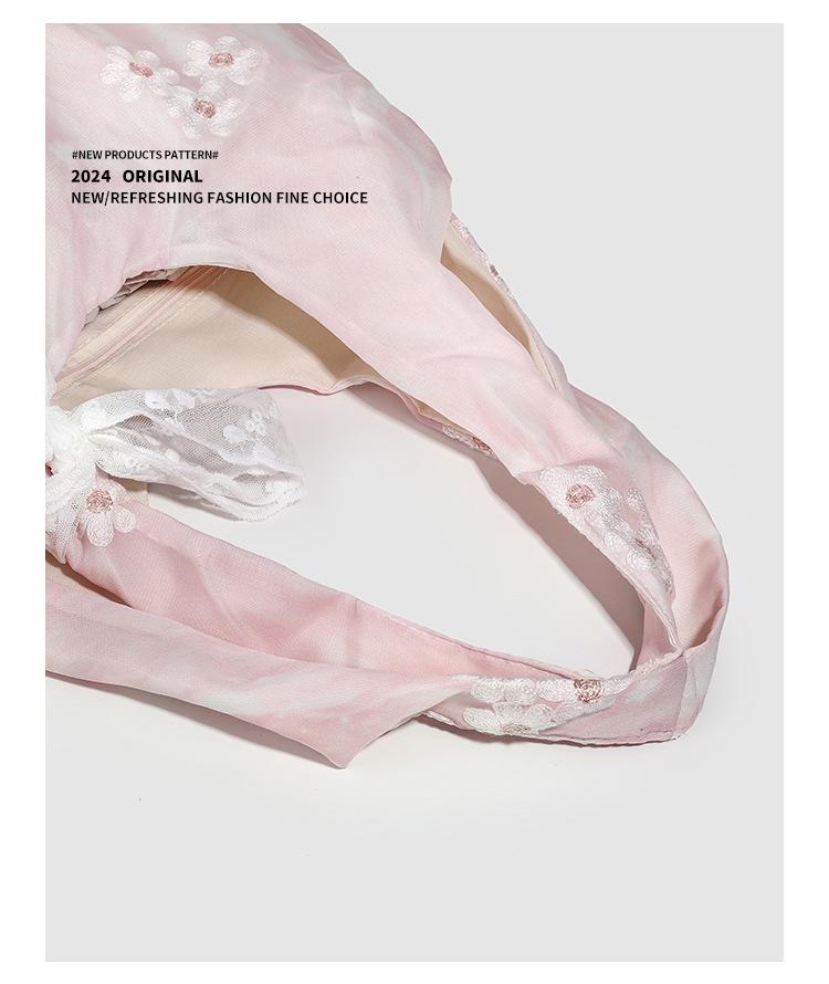 2025 Сумка-тоут из парусины с кружевом и бантом на одно плечо