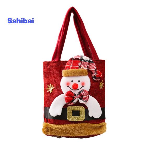 Рождественский подарок Сумочка Портативная ручка Мультфильм 3D Санта-Снеговик Лось Медведь Прочная ткань Многоразовая продуктовая конфета Вечеринка Подарочная сумка