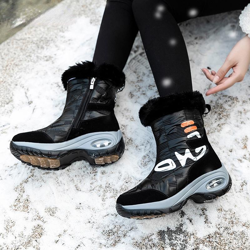 Women's Boots Snow Boots Winter  Platform Shoes High Leather Boots Leather Warm and Waterproof Comfortable High Boots Platform