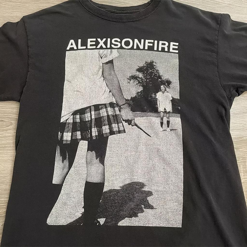 Alexisonfire Унисекс Футболка с принтом Хлопок Короткий рукав Юмор Монохромный принт Обычная версия Короткий рукав Повседневная рубашка 2026