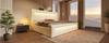 Double Bed 180x200 cm with Storage, LED Lighting with App Control, USB & Type-C Charging Ports, Velvet, Curved Headboard, Beige, without Mattress