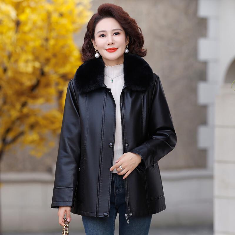 Женская куртка средней длины из искусственной кожи с плюшевой подкладкой