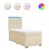 Cadre de lit avec matelas - Maison Exclusive - 80x200 cm - Tissu crème - Lumières LED intégrées