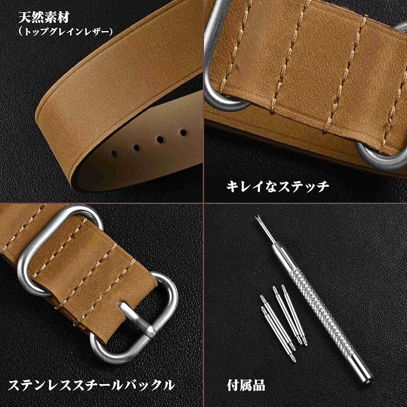 [WOCCI] ремень для часов из натуральной кожи Zulu 22 мм сменный ремешок для часов винтажные кожаные ремешки для часов песочного цвета