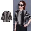 Женская полосатая свободная футболка - мода на весну и осень, большие размеры, повседневный корейский стиль