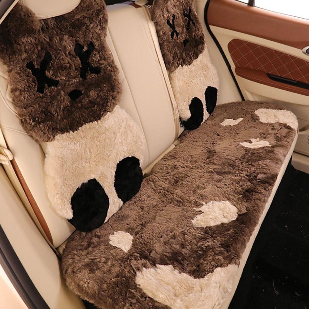 Утолщенная подушка для сиденья автомобиля с изображением медведя, мягкий чехол для сиденья автомобиля, прочная теплая подушка с изображением мультяшного автомобиля для холодной погоды