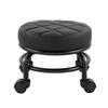 FURWOO Roller Seat PU Leather Low Round Rolling Stool Floor Stool with Universal Caster Wheels Stool for Home Fitness Sports Pedicure Stool H 25.5cm