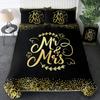 Набор Пододеяльников Mr And Mrs King Черный Любовь и Золотой Комплект Постельного Белья Для Пар Милые Романтические Подарки На День Святого Валентина Комплекты Чехлов для Одеял
