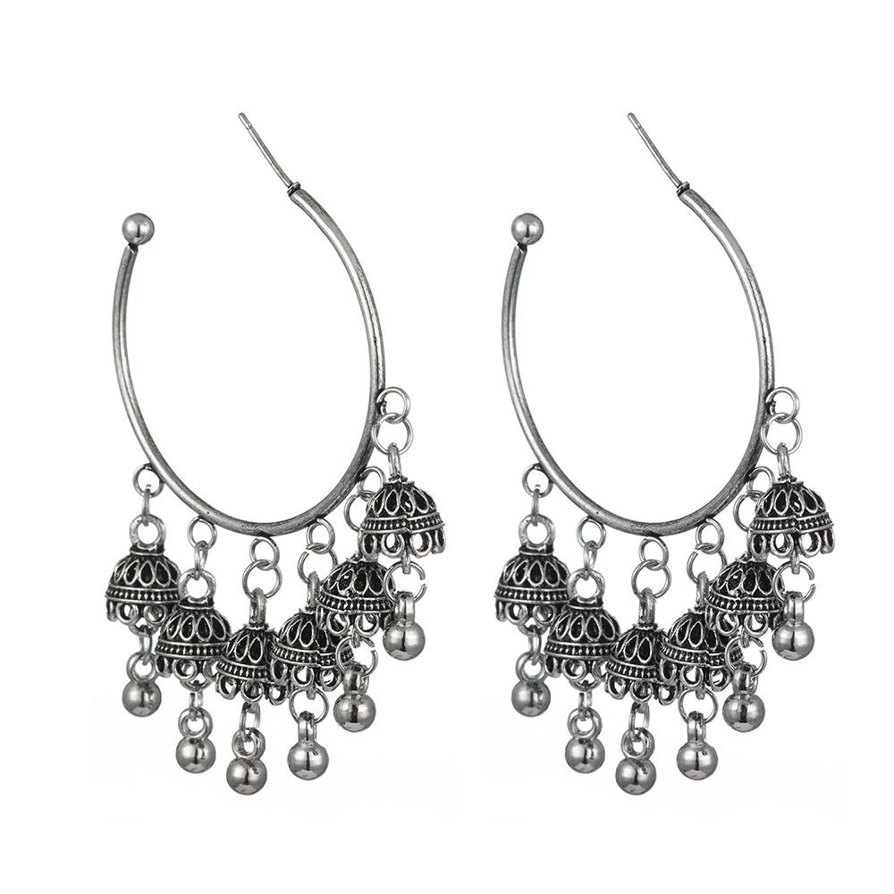Винтажные геометрические серьги-подвески для женщин, ретро, большие круглые, в виде колокольчиков, эффектные серьги-капли, девичьи, бохо-украшения