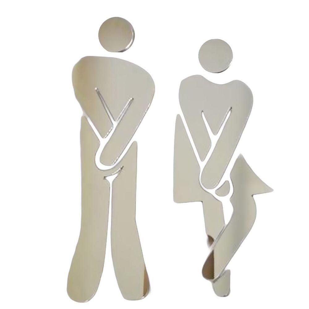 Door Washroom Poster Toilet Entrance Sign Woman & Man Mirror Surface Decal 3D Wall Stickers