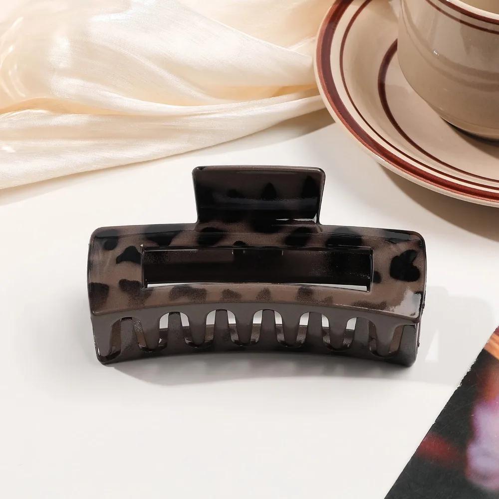 Большой Маленький Зажим-краб для волос с леопардовым принтом для женщин, для густых волос, элегантный бантик, перекрестный, геометрический, зажим-заколка, аксессуары