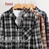Мужская классическая клетчатая фланелевая рубашка с длинным рукавом VANCL