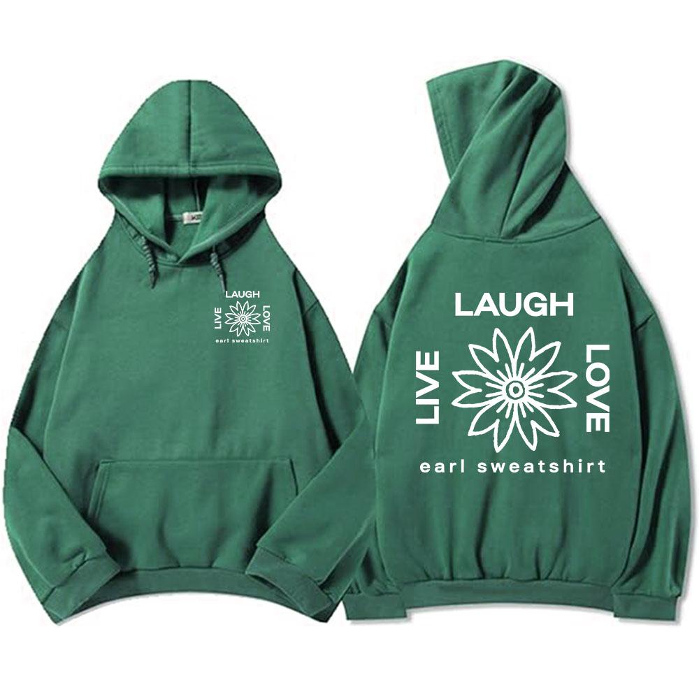 LLL FLOWER Print Hoodies Earl Sweatshirt Live Laugh Love Sweatshirt Autumn Fleece Male Hooded Pullovers Casual Men Clothes