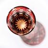Kobo Edo Kiriko Yotsuba with Yarai Fish Crest Tumbler TB94419AR In Wooden Box Made In Japan [Taimuro Official] (amber Red)