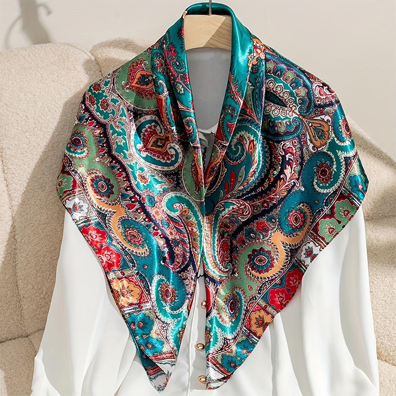 Silk Shawl Satin Square Scarf For Women Flower Neckerchief Female New Headband Hair Bands Print Foulard Hijab Wraps Bandana