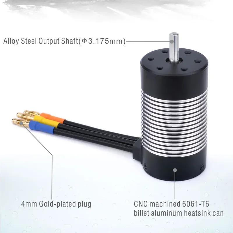Supass Hobby Rocket 3660 3.175mm Shaft Waterproof Brushless Motor KK 80A ESC T Plug for 1/10 RC Car Model Toy Parts WLtoy 12428