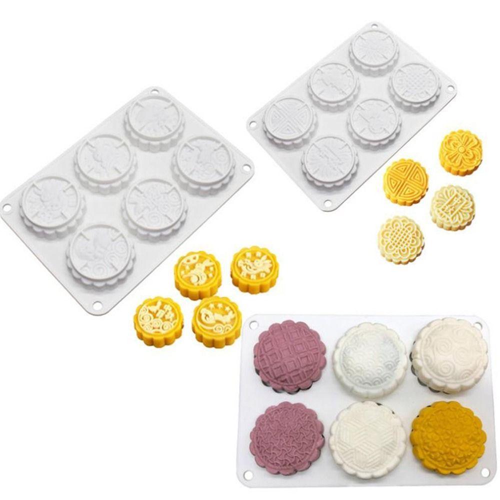 Chinese Style 6 Holes Mooncake Mold 3D Mung Bean Mold Creative Cookie Mold Baking Tool