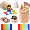 Montessori Toys for 3 Year Old, Toddler Wooden Learning Coin&Color Sorting Toys Sensory Matching Game for Boys Girls Gifts