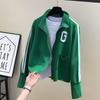 Осенняя тонкая короткая куртка с буквенными полосками, женская верхняя часть, дизайн Sense Niche, милая шикарная бейсбольная форма