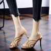 Fashion Half Slippers Women's Summer 2024 New Mesh Style Pointy Thin Heels Internet Red High Heels External Wearing Cool Slippers