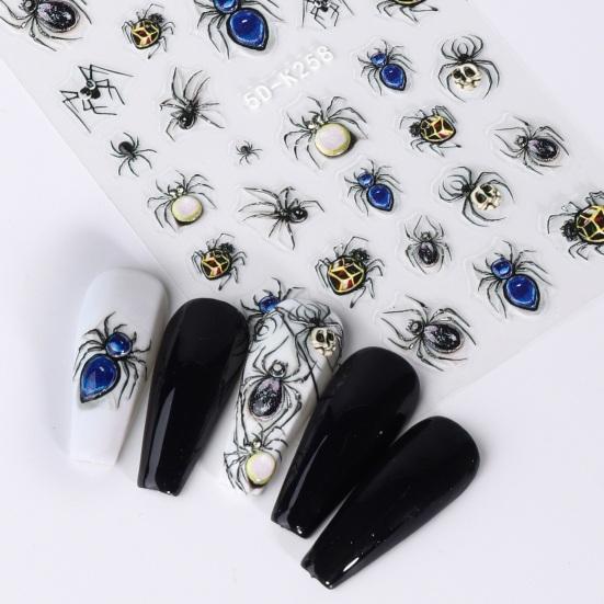 1 Sheet 5D Halloween Nail Stickers Dark Butterfly Lips Blood Drop Relief Design Nail Art Sticker Women Supply