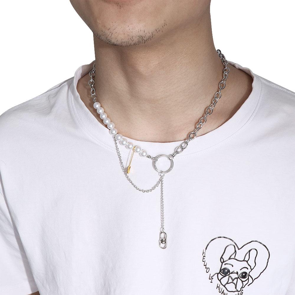 Жемчужное ожерелье на ключицу, женское ожерелье на ключицу в корейском стиле, мужское ожерелье в стиле панк