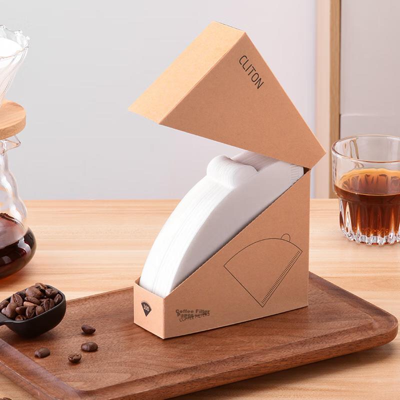 CLITON Coffee Filter Papers, Portable Drip-Style Pour-Over Coffee Powder Filter Mesh, V-Shaped Filter Cup with White Filter Paper, 100 Sheets