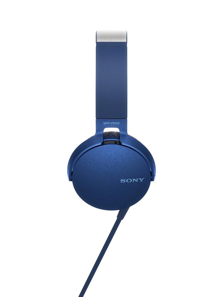 Sony Deep Bass Model with Remote and L Headphones, MDR-XB550AP Foldable, Microphone, Blue, MDR-XB550AP