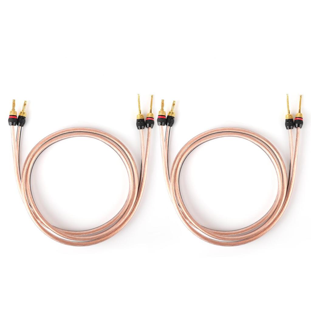 KK Cable Pure Copper Plug Audio Cable 10AWG x 2 Conductors 5N OFC Pure Copper Speaker Cable 1000 Cores x 2 1 Pair Set Banana Plug Needle