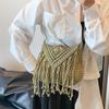 Fashion Casual Cotton Bag Hollow Tassel Beach Bag Flap Hand Woven Bag Cotton Rope Shoulder Crossbody Bag For Women