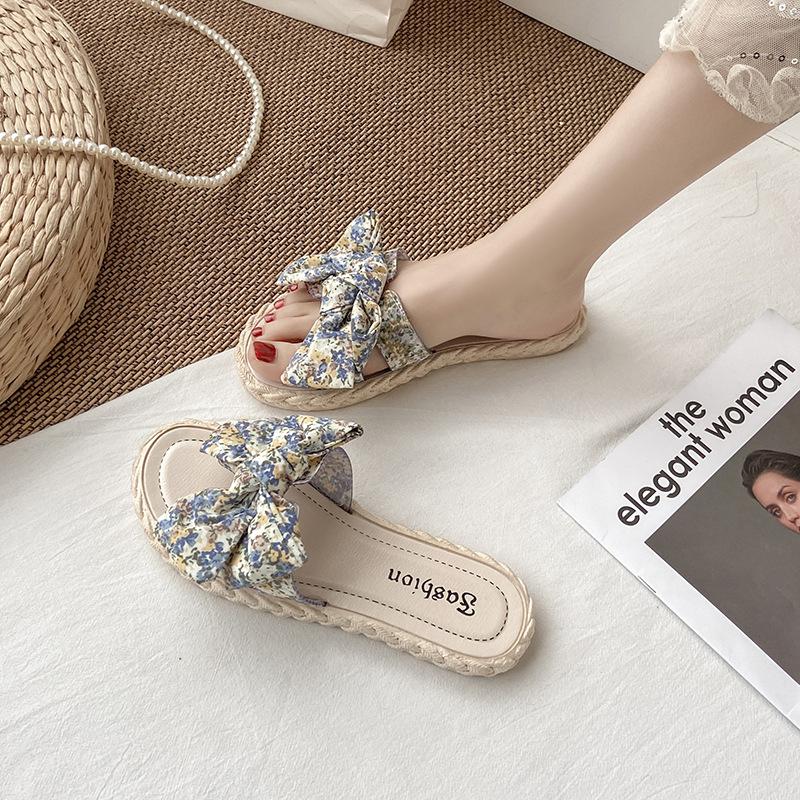 Женские летние тапочки Новые пляжные сандалии Wild Fairy Wind Sweet Bow Flat, легкие, нескользящие, износостойкие, впитывающие пот