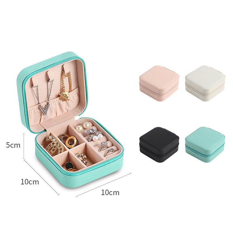 Portable Jewelry Storage Box Jewelry Organizer Display Travel Jewelry Case Boxes Button Leather Zipper Jewelers Joyero