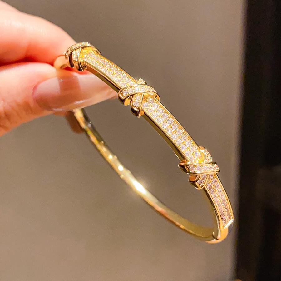 Elegant Goldplated Leaf Bangle With Zircon Stones For Office And Daily Wear