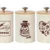3 Pieces Kitchen Canisters Set Cereals Sealing Container Jars Rustic Coffee Tea Sugar Containers for