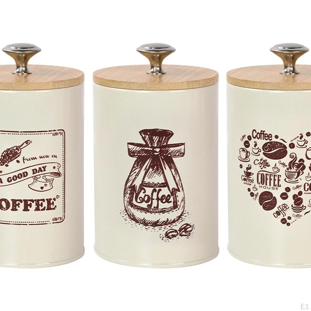 3 Pieces Kitchen Canisters Set Cereals Sealing Container Jars Rustic Coffee Tea Sugar Containers for