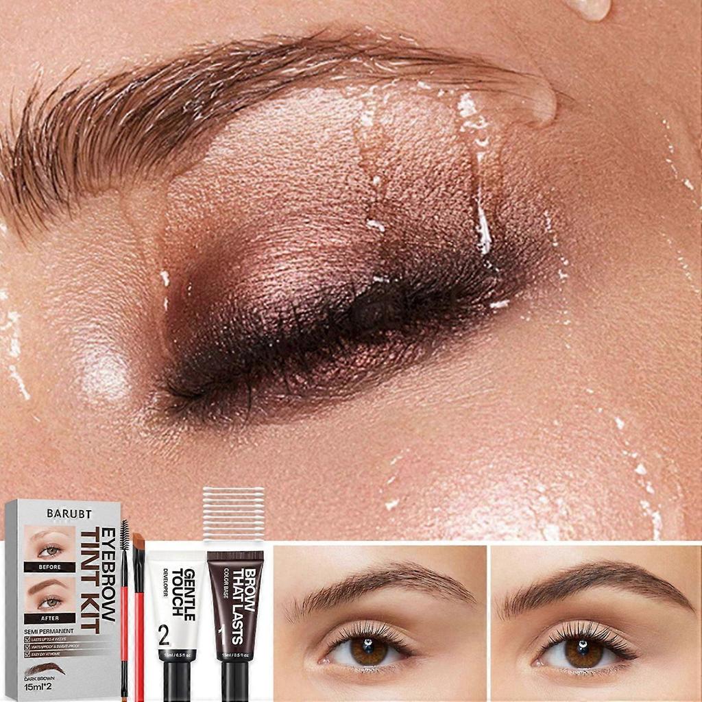 Eyebrow Color Kit for Women, Long Last Effect Up To 4 Weeks, Waterproof Sweat-proof, Natural Brows Cream Color DIY At Home less