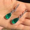 Fashionable Banquet Elegant Emerald Cubic Zirconia Earrings, High-end Inlaid  Wedding Style Swaying Zircon Accessories