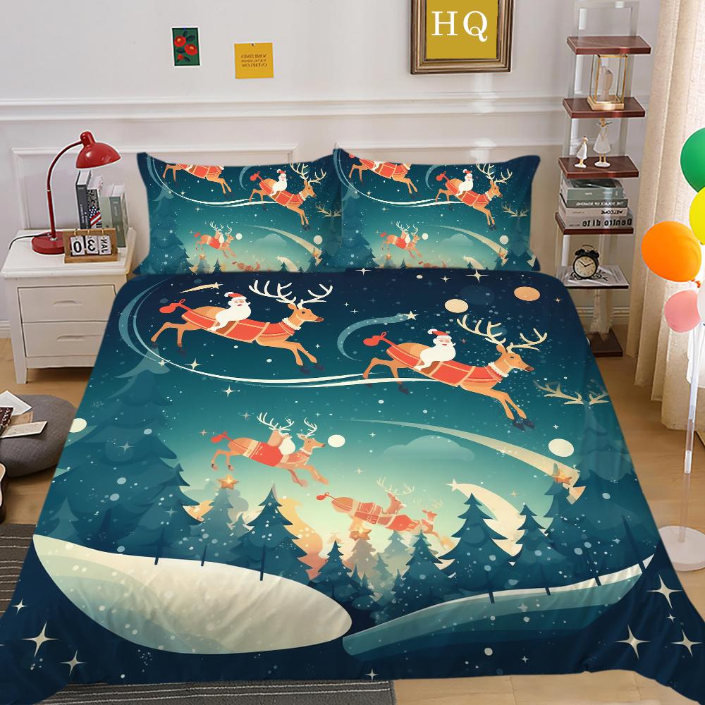 Комплект постельного белья из микрофибры с 3D рождественской печатью, полноразмерный комплект постельного белья из микрофибры, высококлассные милые покрывала